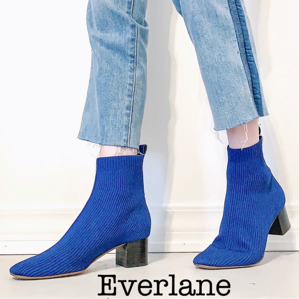 Everlane The Glove Royal Blue Knit Boots Size 5